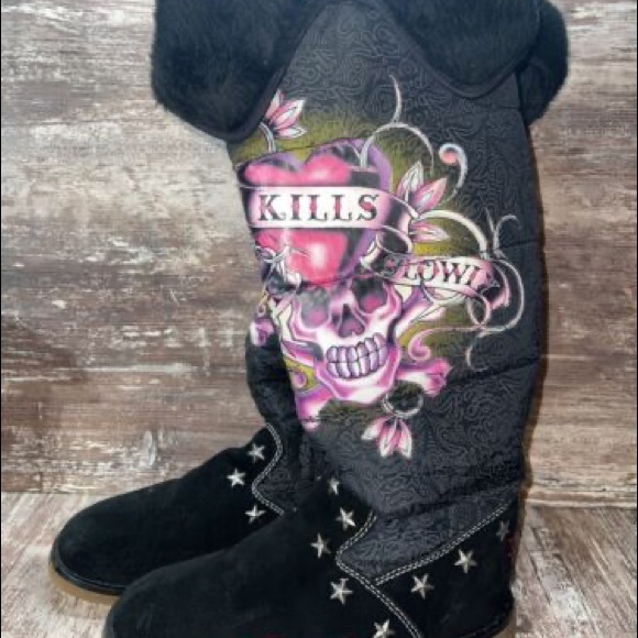 »ED HARDY "Love Kills Slowly" Boots - Picture 2 of 5